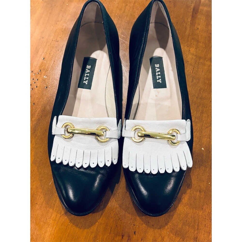 Bally Loafers Womens 8B Black Kiltie Fringe Gold Horsebit Slip On